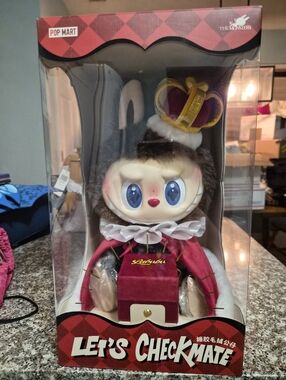 Let's Checkmate Royal Plush Labubu - Pink Red